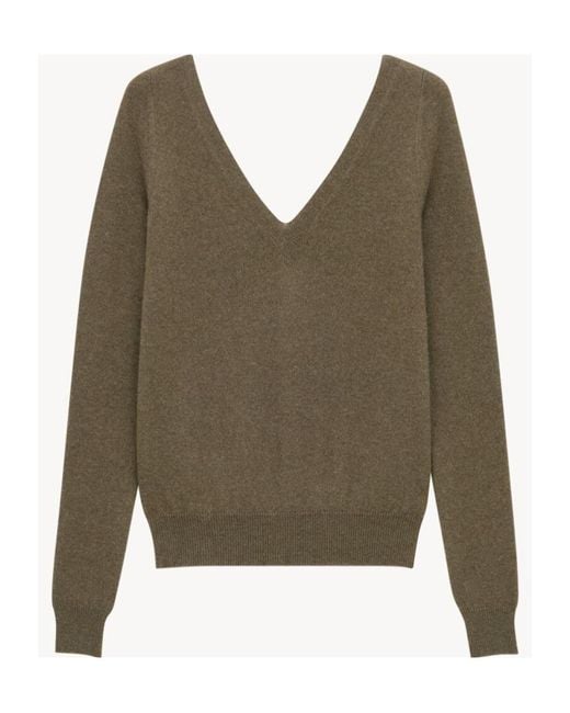 Saint Laurent Green V-Neck Long-Sleeved Jumper