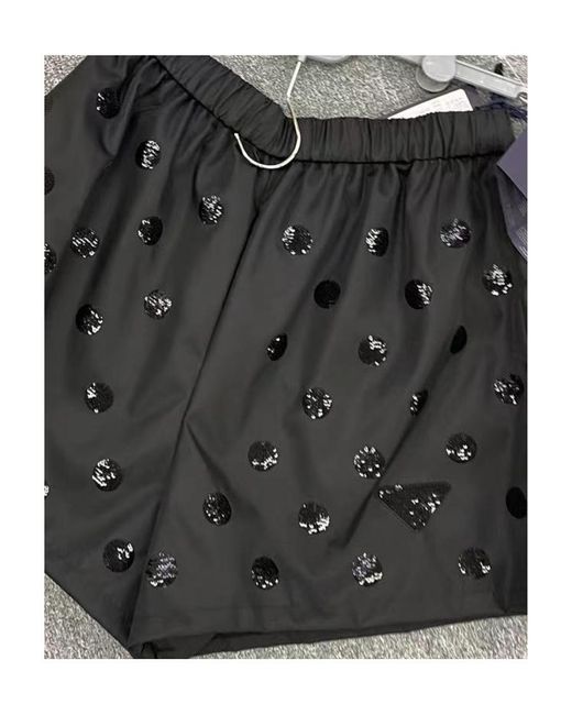 Prada Black Re-Nylon Sequinned Shorts