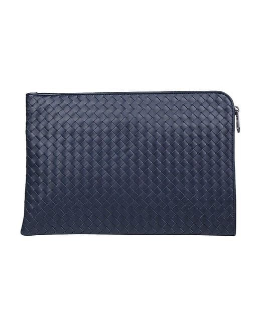 Bottega Veneta Blue Light Tourmaline Intrecciato Small Document Case for men
