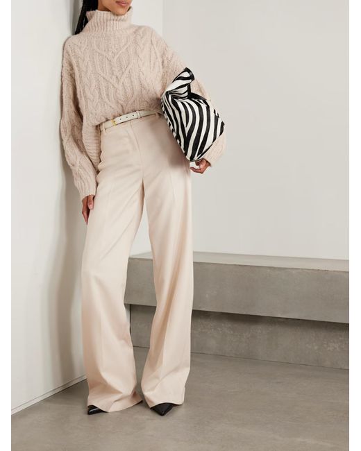 Nili Lotan White River Wool Wide-Leg Casual Pants