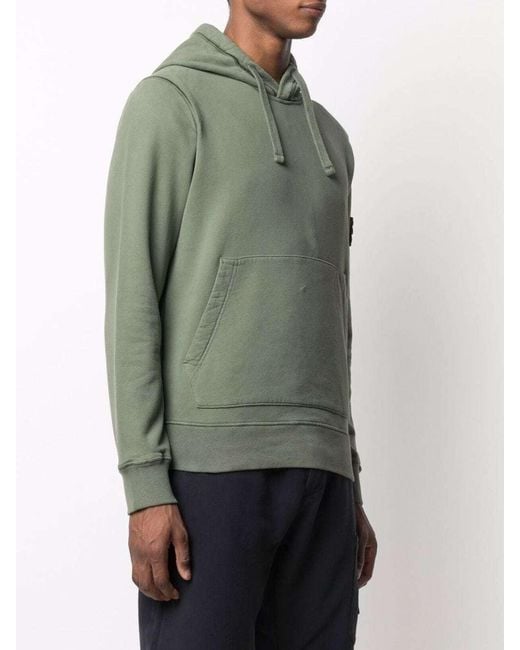 Stone Island Green Compass Garment-Dyed Hoodie for men