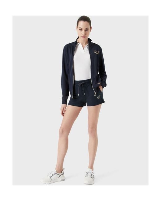 EA7 Blue Long-Sleeve Zip-Up Sweatshirt
