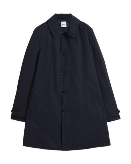 Aspesi Blue Lapel Long-Sleeved Coat for men