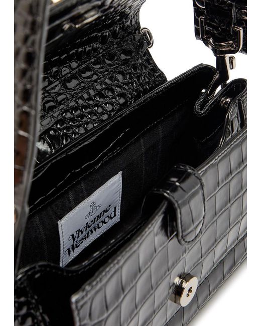 Vivienne Westwood Black Simple Glossy Shoulder Bag