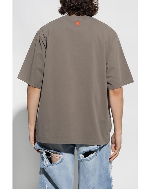 Marcelo Burlon Gray Feathers Detail T-Shirt for men