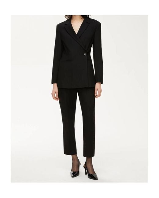 iBlues Black Notched-Lapel Double-Breasted Blazer