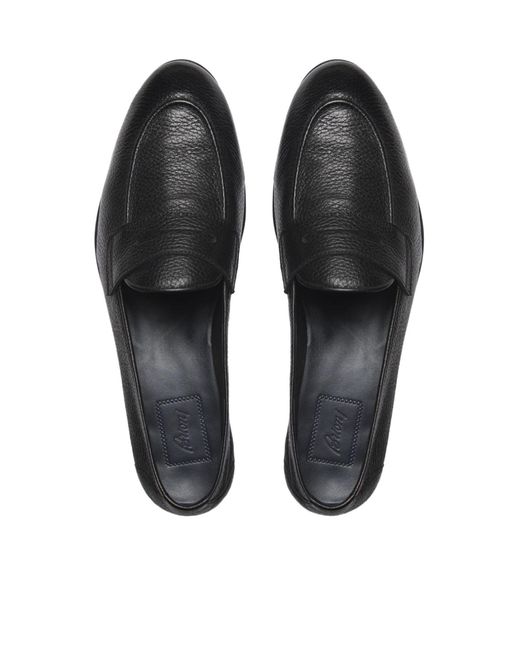 Brioni Black Deerskin Leather Appia Penny Loafers for men