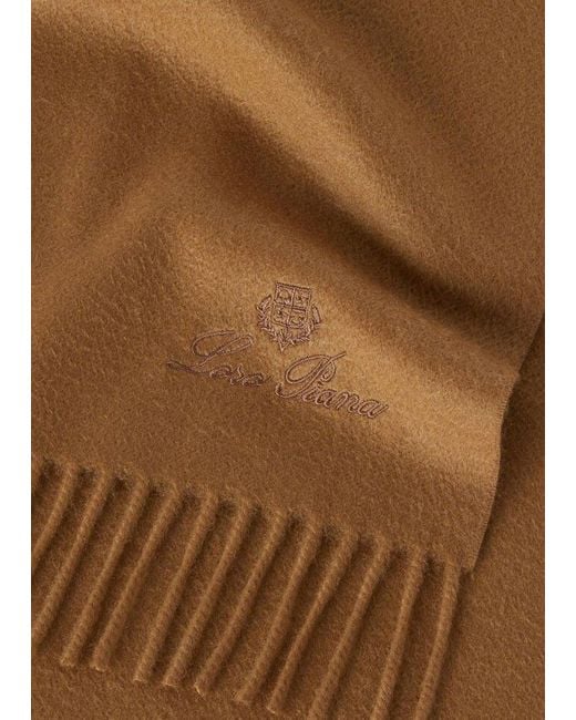 Loro Piana Brown Grande Unita Fringed-Edge Scarf for men