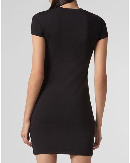 Philipp Plein Black Logo Details T-Shirt Dress