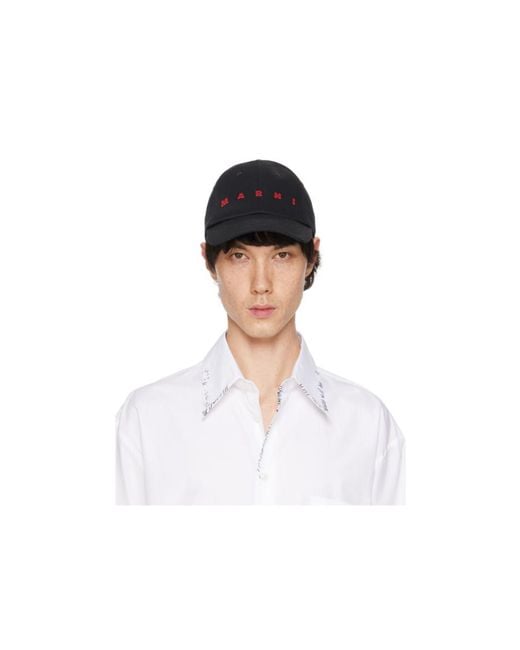 Marni Black Logo Embroidered Curved-Peak Baseball Cap for men