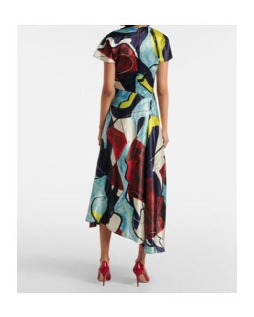 Roksanda White Adriana Printed Satin Midi Dress