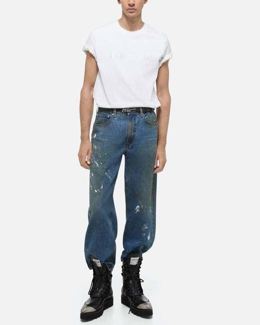 Helmut Lang White Item O-Neck Short-Sleeved T-Shirt for men