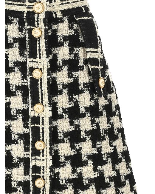 Valentino Black Button Detailed Tweed Mini Skirt