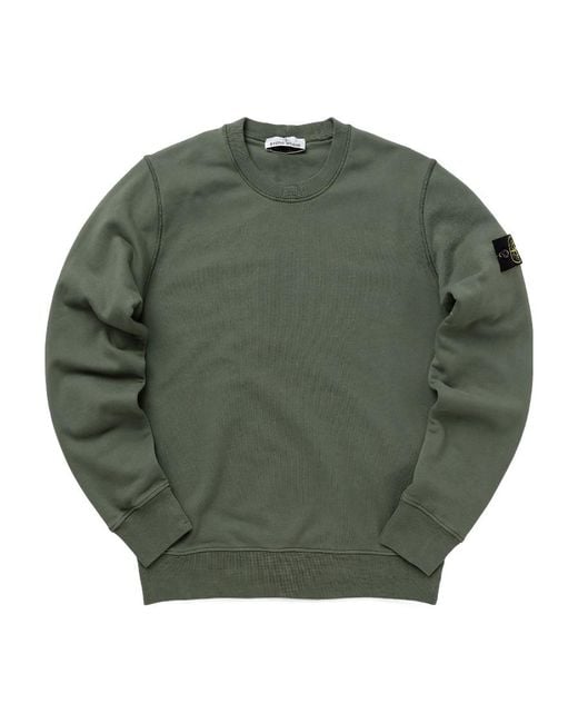 Stone Island Green Compass Patch Crewneck Sweatshirt for men