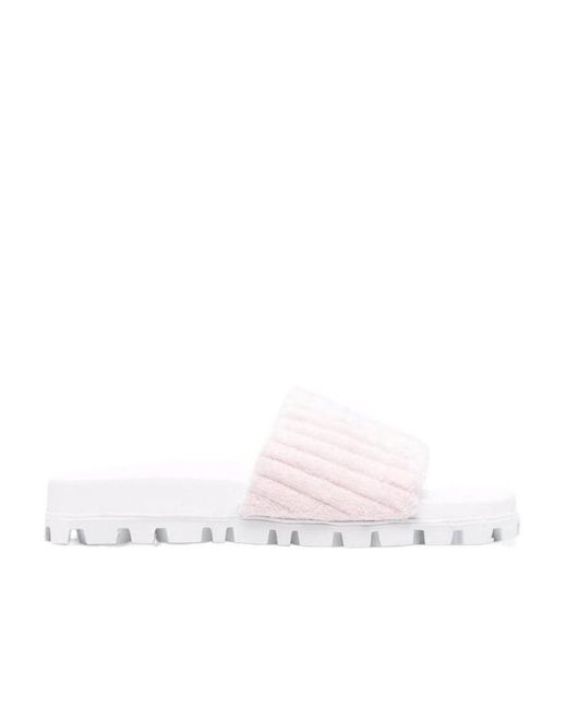 Miu Miu White Logo Flip-Flops