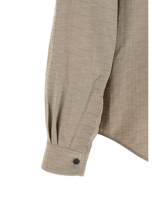 Balmain Natural Monogram Long-Sleeve Jacquard Shirt for men