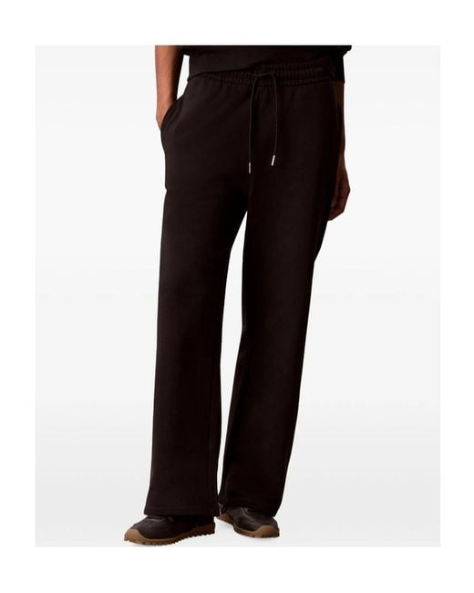 Calvin Klein Black Drawstring Wide-Leg Track Pants