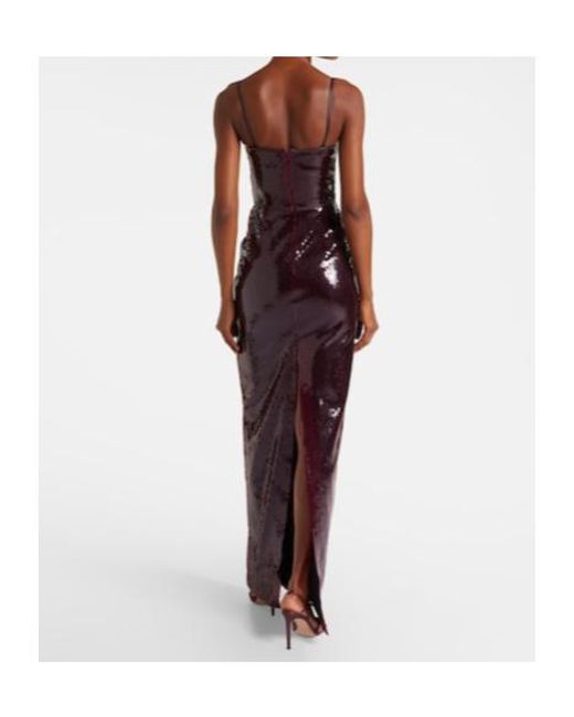 David Koma Purple Embellished Gathered Gown