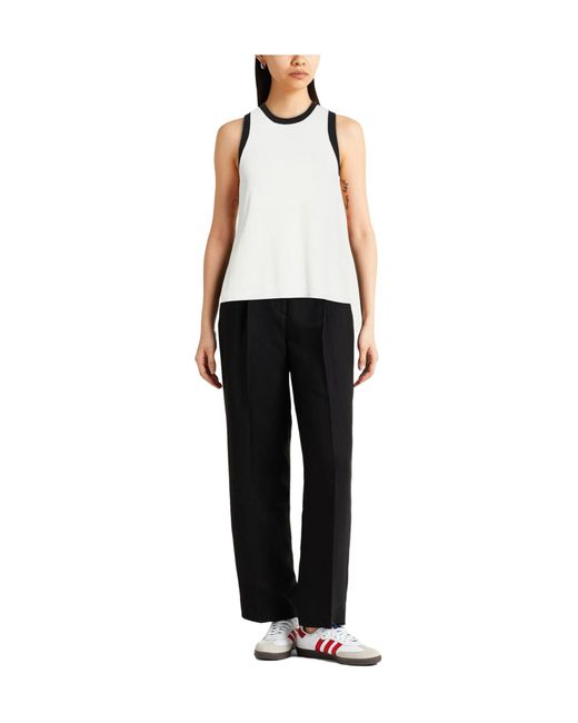 Max Mara White Two-Tone Knitted Sleeveless Top