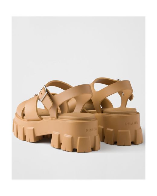 Prada Brown Monolith Rubber Sandals
