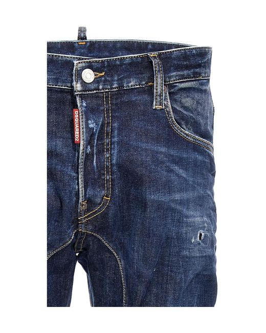 DSquared² Blue Straight-Leg Distressed Skinny Jeans for men