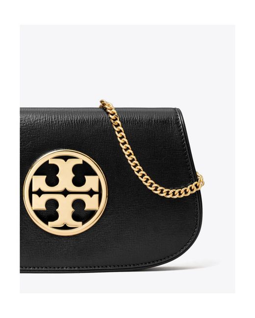 Tory Burch Black Reva Logo Plaque Shoulder Bag