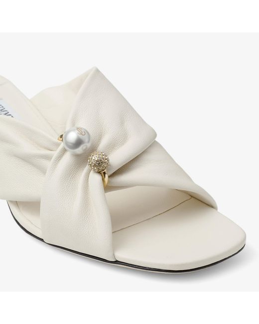 Jimmy Choo White Latte Soft Glove Leather Sandals