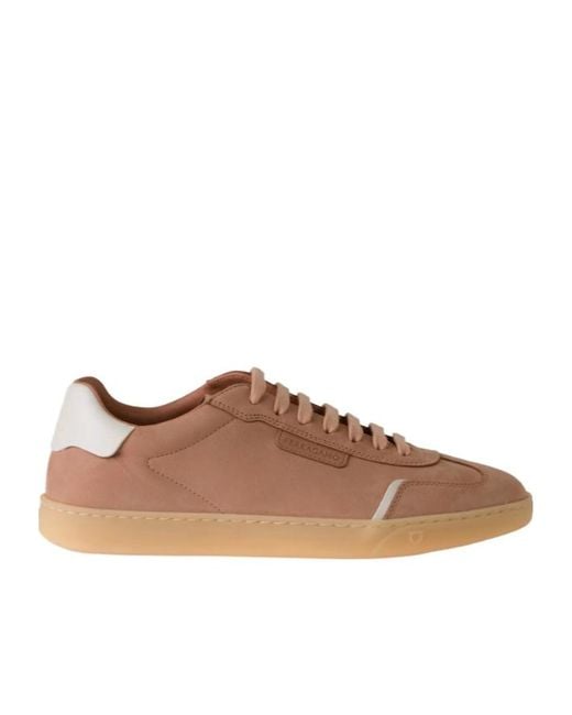 Ferragamo Brown Ferragamo Logo Embossed Low-Top Sneakers