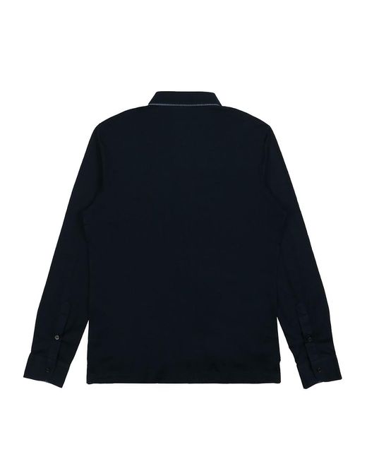 Ferragamo Blue Logo Embroidered Shirt for men