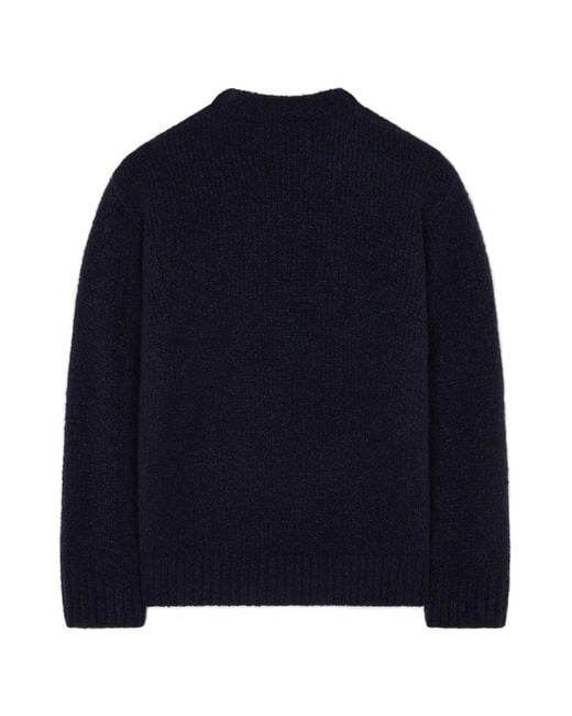 Alanui Blue Brushed Crew-Neck Sweater for men