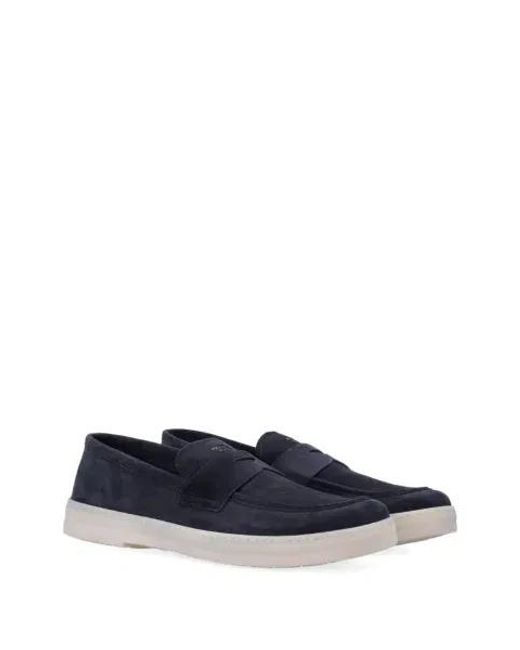 Prada Blue Logo-Detailed Slip-On Loafers for men