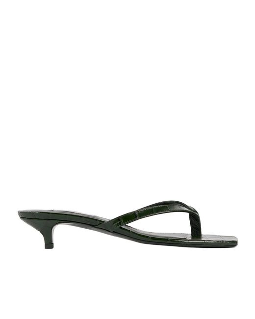 Totême  White Croco-Embossed Heeled Flip Flops Dark