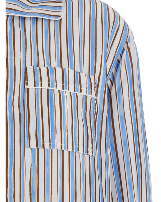 Bottega Veneta Blue Pijama Set With All-Over Striped Motif