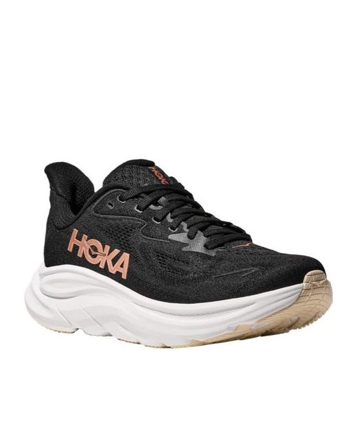 Hoka One One Black Clifton 10 Lace-Up Sneakers