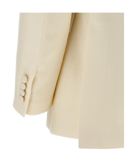 Brioni Natural Double-Breasted Blazer