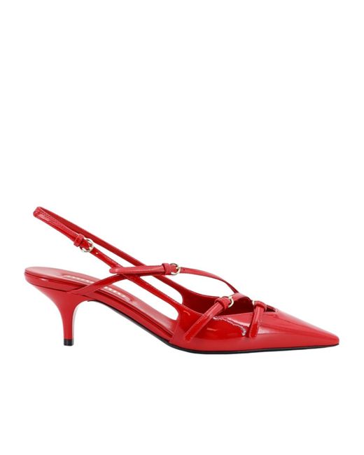 Miu Miu Red Logo Patent Slingback Pump