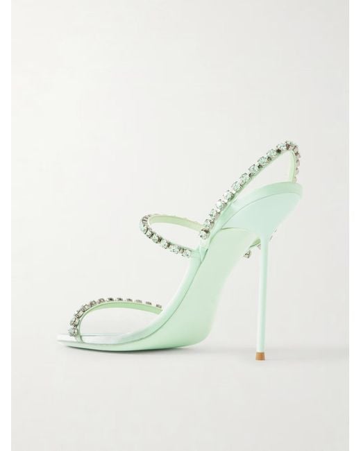 Paris Texas Metallic Crystal-Embellished Crepe Slingback Sandals