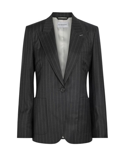 Givenchy Black Pinstriped Wool Blazer