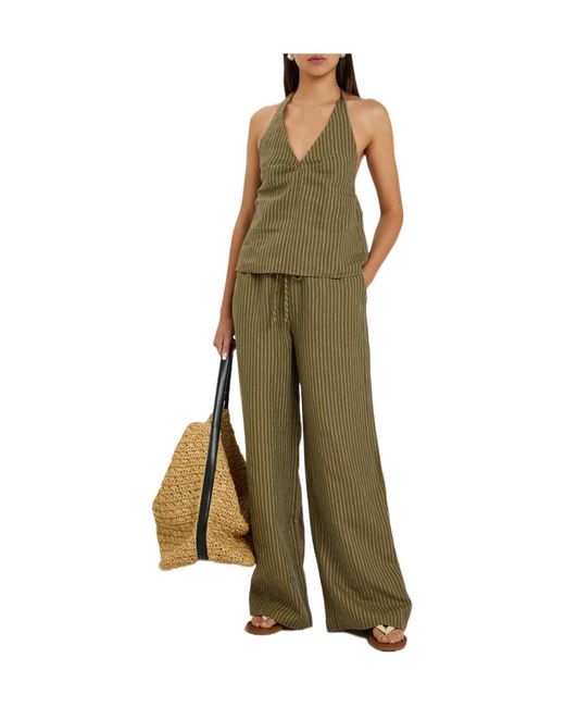 Staud Green Stripe Casual Trousers