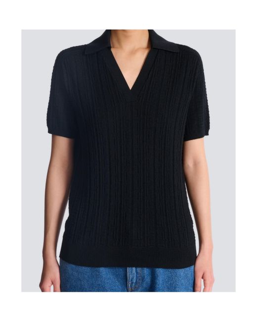 Balmain Black Monogram Knit Polo