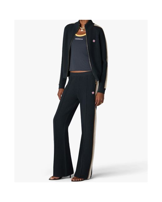 Casablanca Black Cafe Stripe Wide-Leg Pants