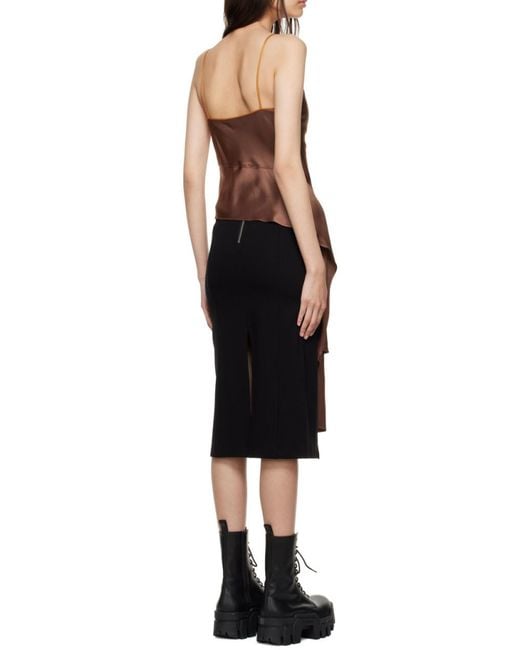 Helmut Lang Brown Asymmetrical Draped Tank Top