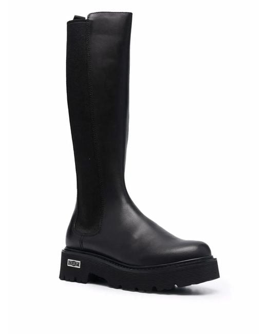 Cult Gaia Black Chunky Leather Knee-Length Boots