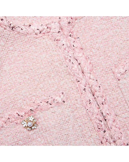 Self-Portrait Pink Sequin-Embellished Bouclé Jacket
