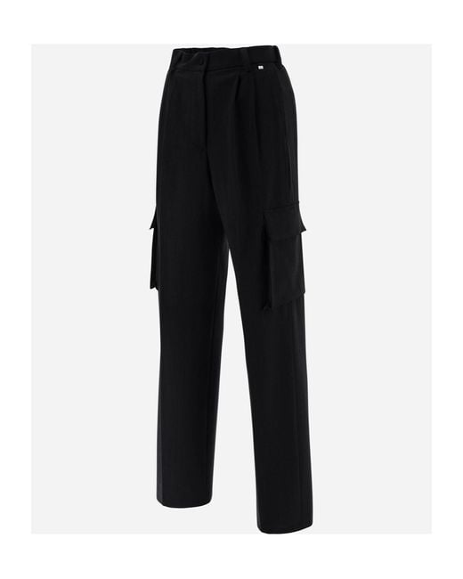 Herno Black High-Waisted Cargo Tailored Trousers