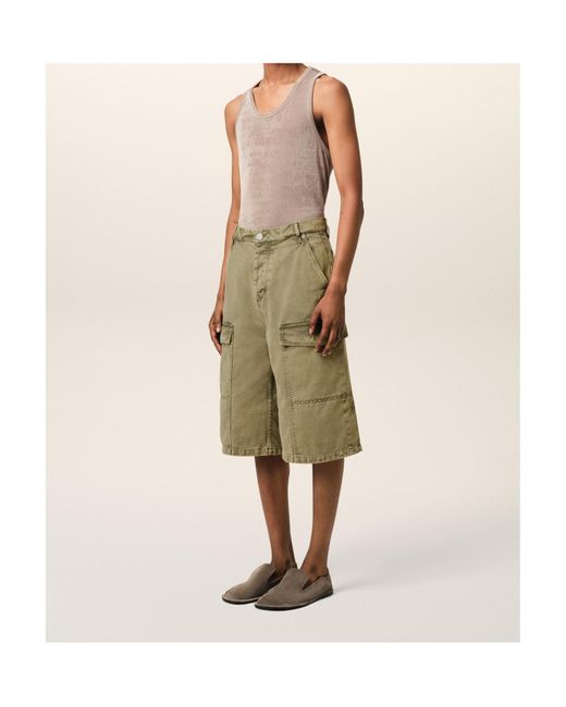 AMI Green Ami Wide Leg Cargo Bermuda Shorts for men