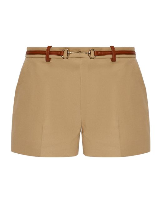 Gucci Natural Horsebit Detailed Shorts