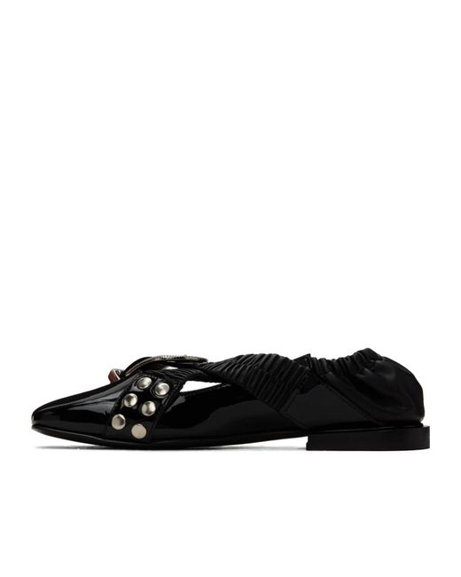Toga Black Buckle Ballet Shoes