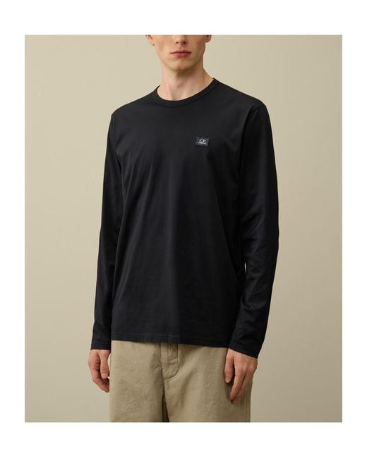 C P Company Black Logo Patch Crewneck T-Shirt for men