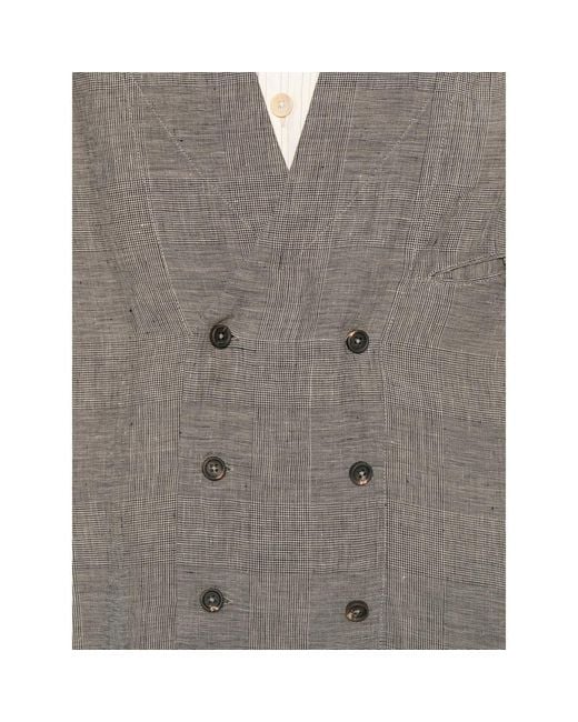 Ziggy Chen Gray Prince Of Wales Double-Breasted Jacket for men
